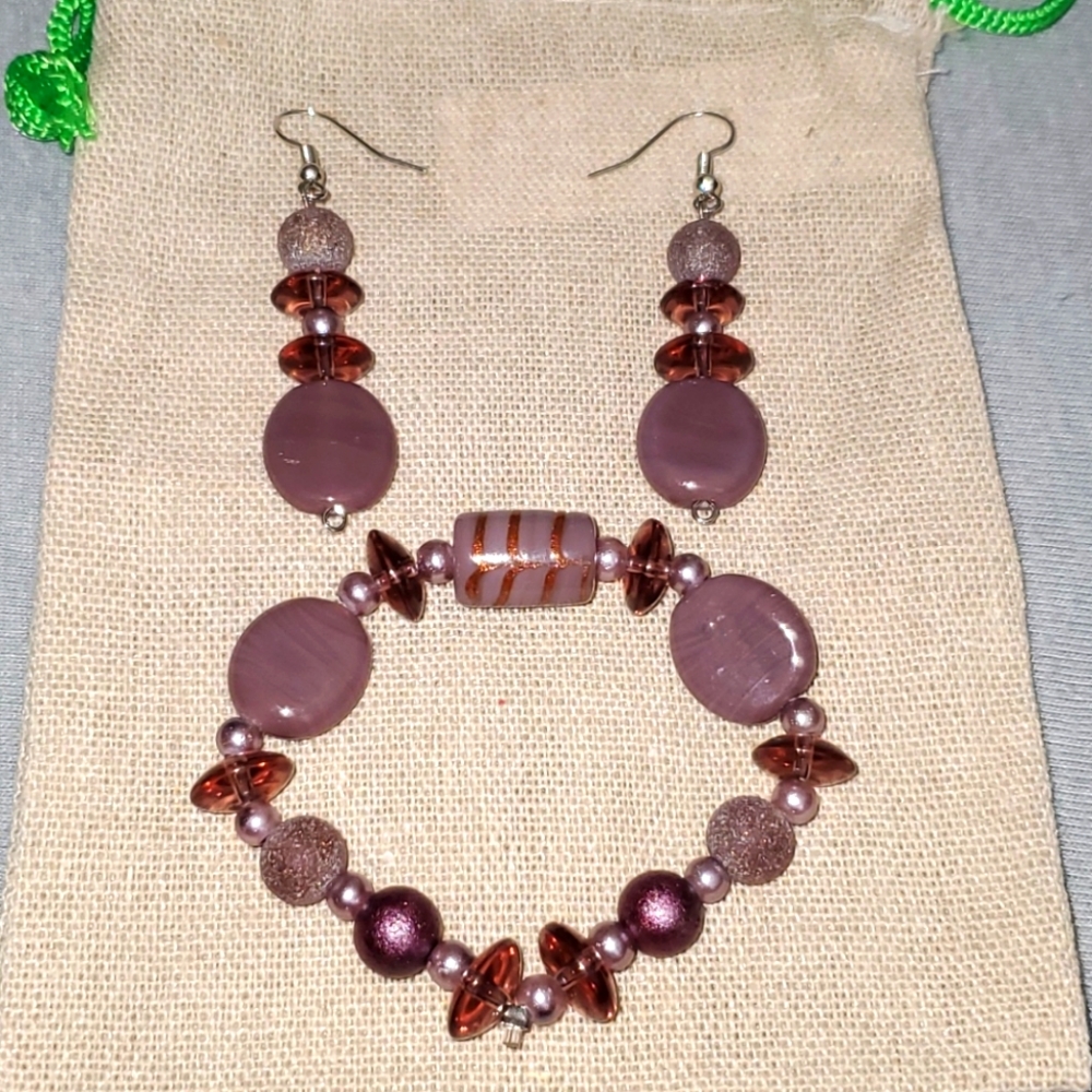 Handcrafted bracelet and earrings